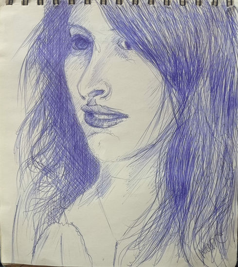 Miriam retrato, año 2018, constitucion, chile. Pencil