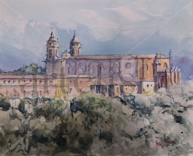 Catedral de Pamplona Acuarela Papel Paisaje