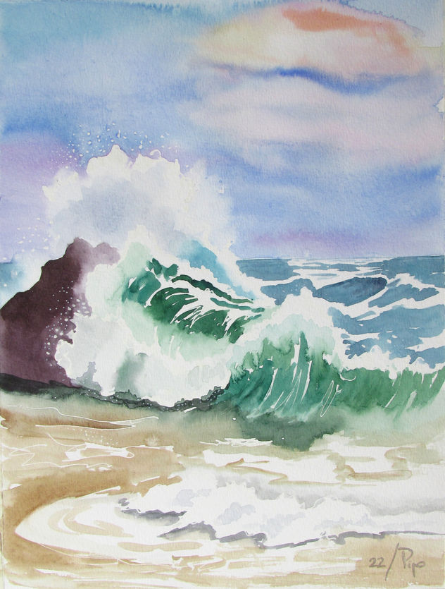 olas en la orilla
