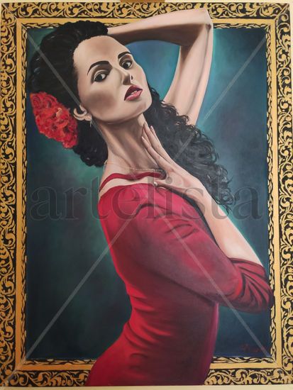 LA ROSA FLAMENCA II Oil Canvas Figure Painting