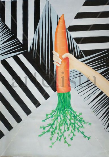 Carrot power Oil Canvas Figure Painting