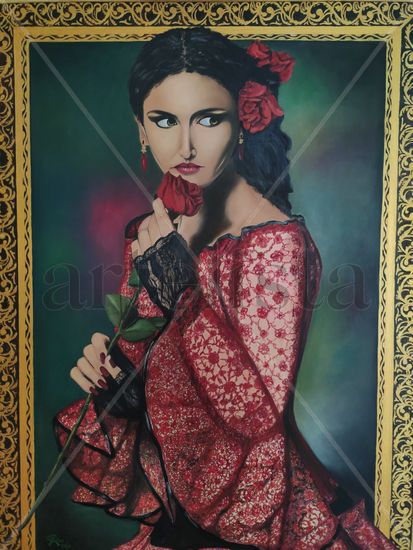 La Rosa Flamenca I Oil Canvas Figure Painting