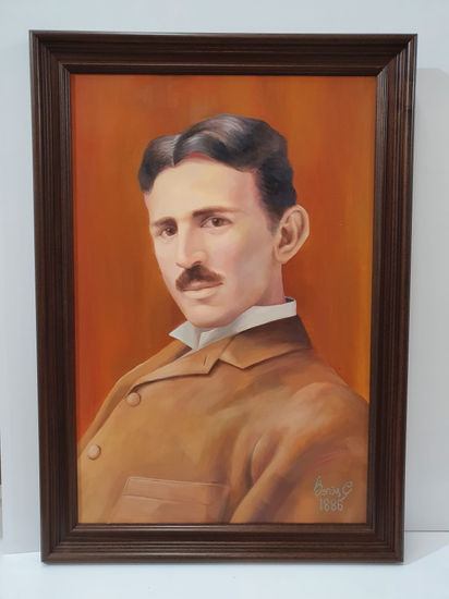 TESLA EL GENIO Oil Canvas Portrait