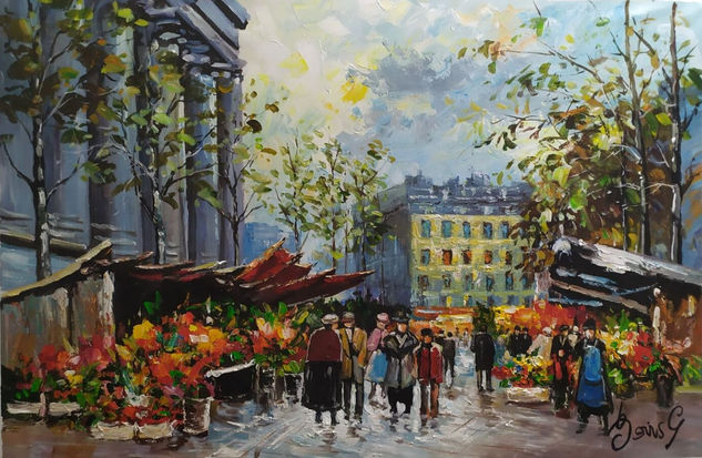 MERCADILLO DE FLORES Oil Canvas Floral Painting