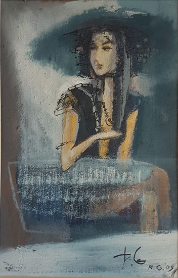 The look Acrylic Paper Figure Painting