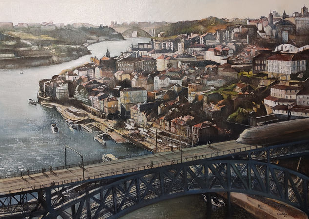 Vista aérea de Oporto Oil Canvas Landscaping