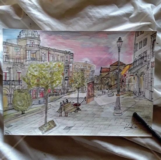 Plaza de Abastos (Lugo) Watercolour Paper Others