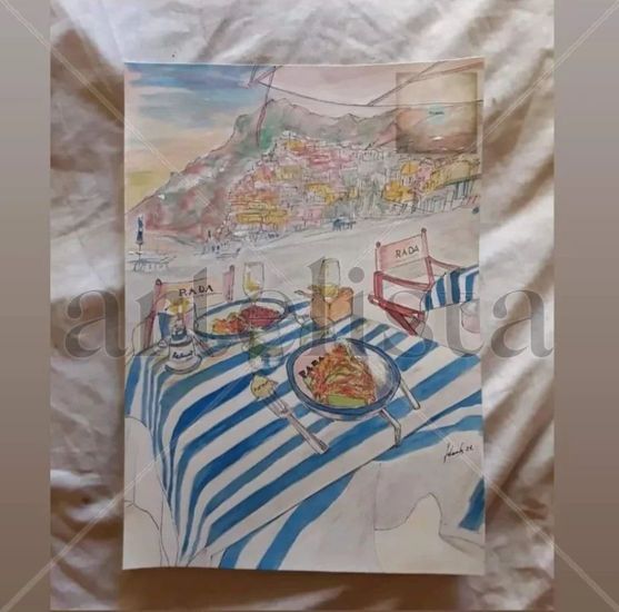 Rada (Restaurante en Amalfi, Italia) Watercolour Paper Still Life Paintings