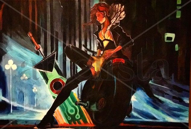 Transistor Red en moto Acrylic Canvas Others