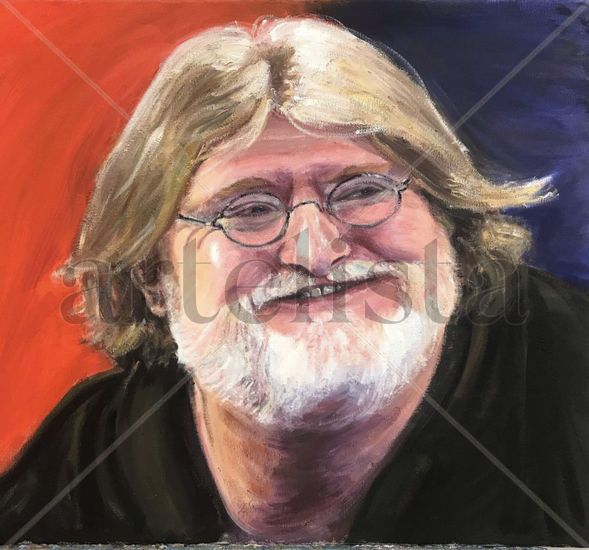 Gabe Newell Oil Canvas Portrait