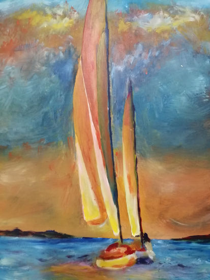 Barco en el mar Acrylic Panel Marine Painting