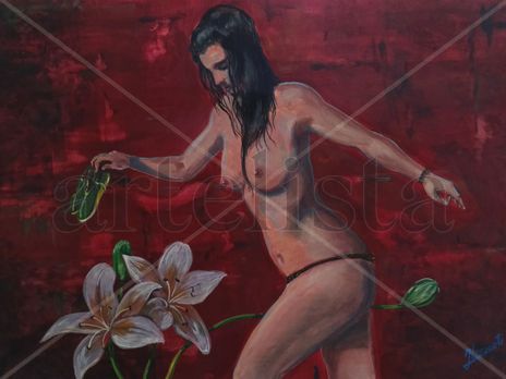 Descalza entre lirios