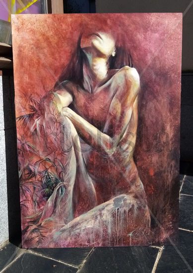 En la cumbre de mi Alma Acrylic Panel Figure Painting