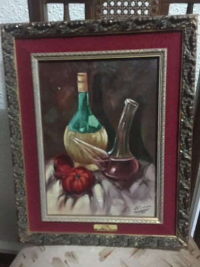 Porron con vino Oil Canvas Still Life Paintings