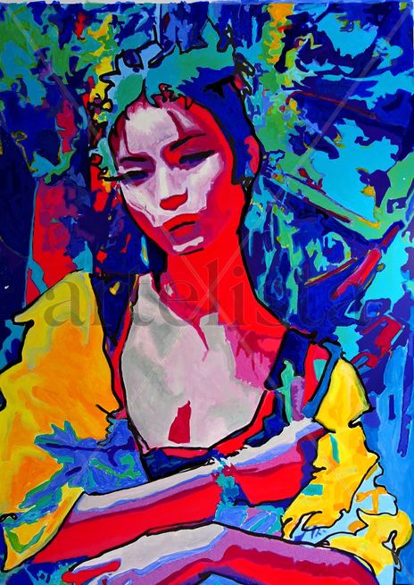 Mujer de azul
