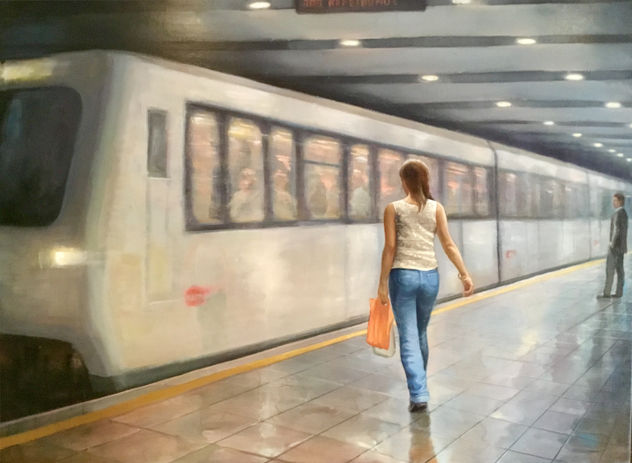 mujer en el metro