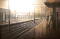 estación al amanecer
