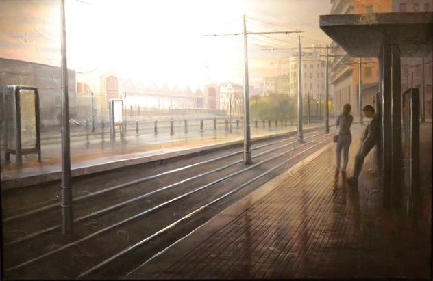 estación al amanecer