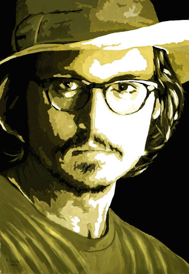 Johnny  Deep Media Mixta Lienzo Retrato