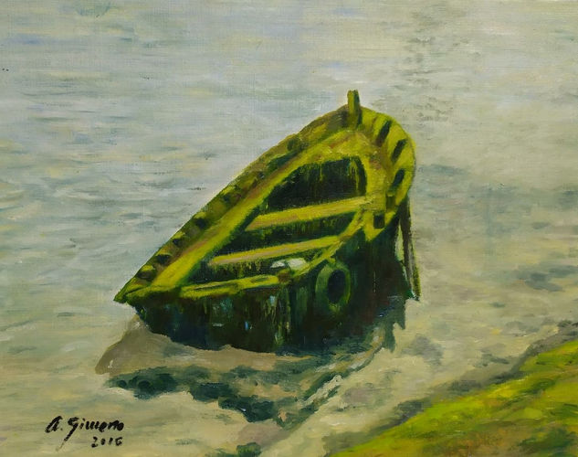 MORIR DE MAR II Oil Card Marine Painting