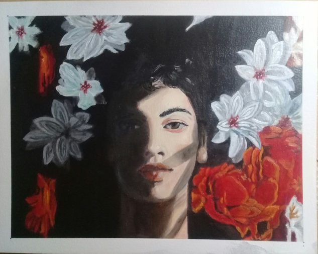 Entre la noche y las flores Oil Card Portrait