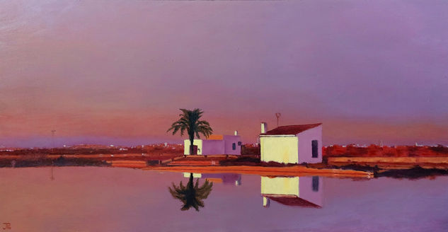 ATARDECER VIOLETA Óleo Tabla Paisaje