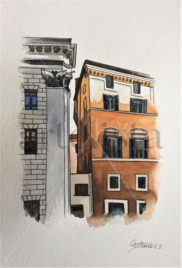 Roma Acuarela Papel Paisaje