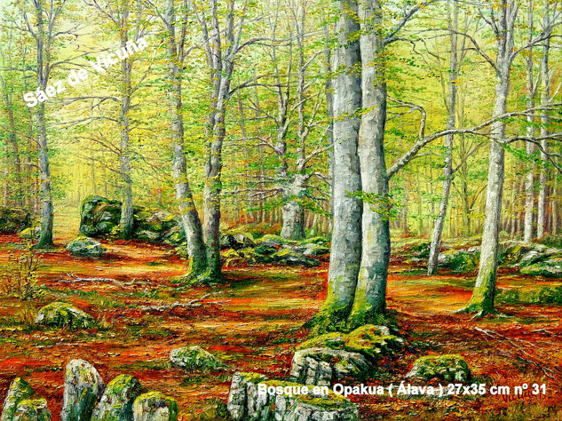 Bosque en Opakua . (Álava) 27x35 cm nº 31 Óleo Lienzo Paisaje