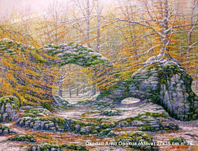 Oquedad Arno Opakua (Álava) 27x35 cm nº 76 Oil Canvas Landscaping