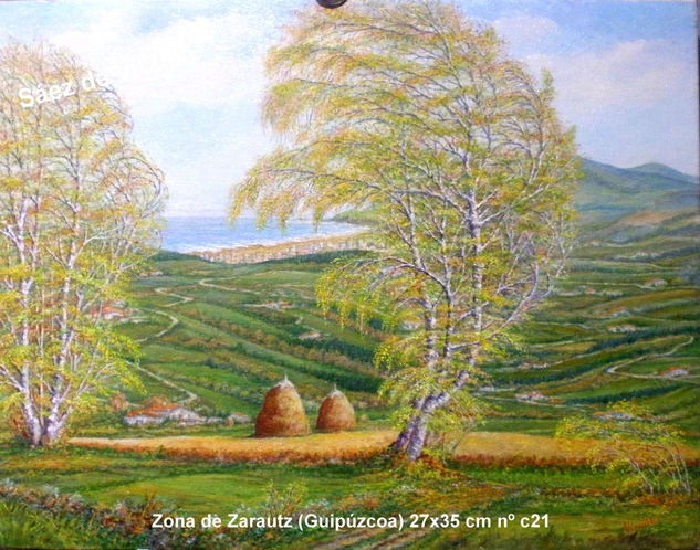 Zona Zarautz Guipúzcoa 27x35 cm nºc21 Óleo Lienzo Paisaje