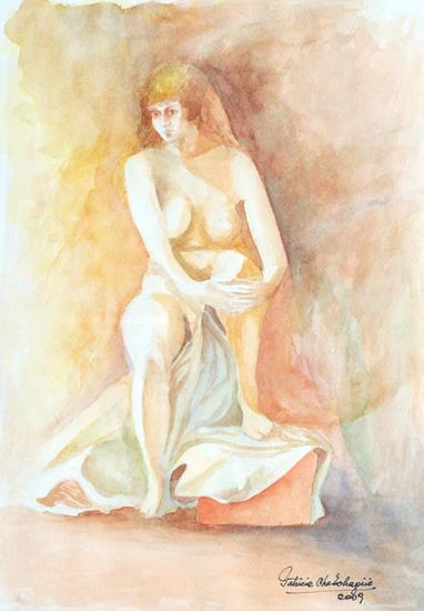 "Desnudo II" Watercolour Paper Nude Paintings