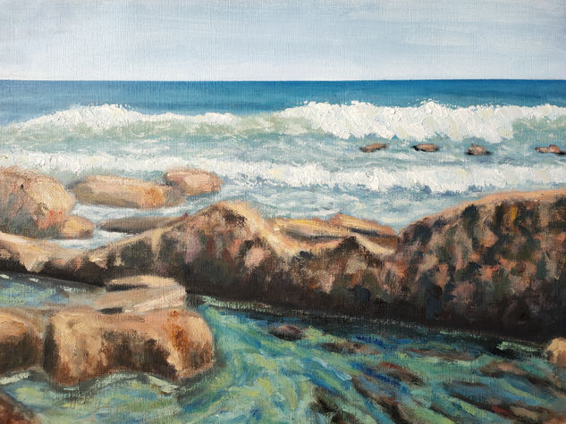 Rocas en Azkorri Oil Paper Marine Painting