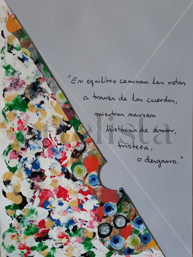 Poema original y guitarra abstracta.