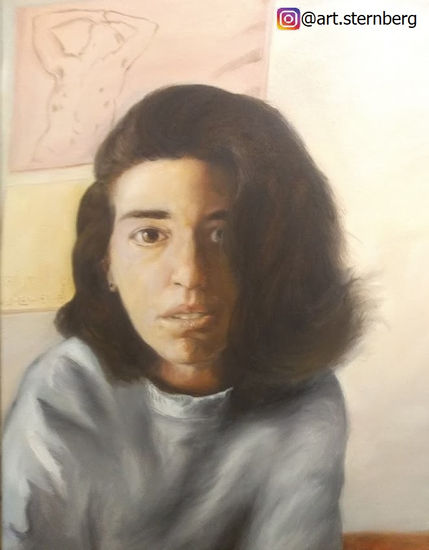 La Dibujante Oil Textile Portrait