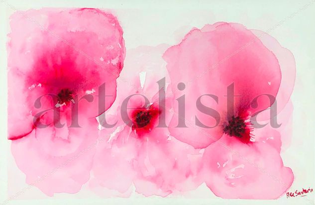 Capaz en rosa Watercolour Paper Floral Painting