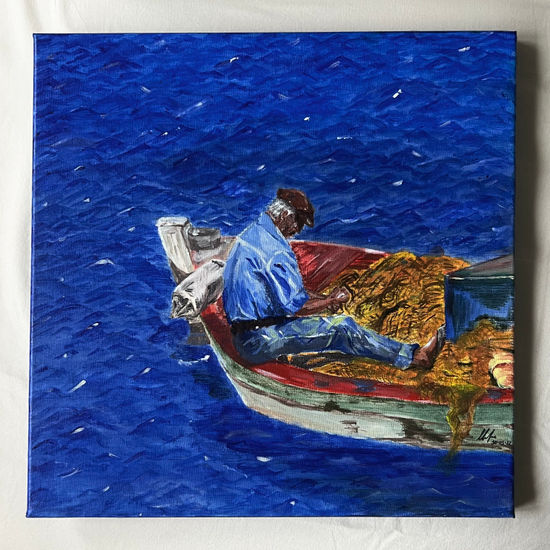 Pescador asturiano Acrylic Canvas Marine Painting