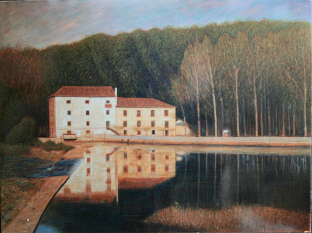 "El Paraje en otoño, presa de la Moretona" Oil Canvas Landscaping