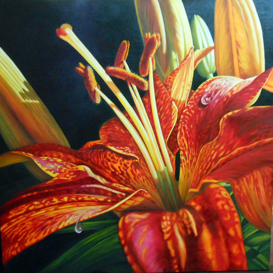 Pintitas en contraste Oil Canvas Floral Painting