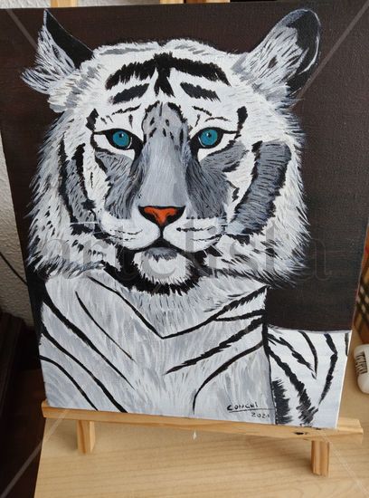 Tigre blanco Acrylic Canvas Animals