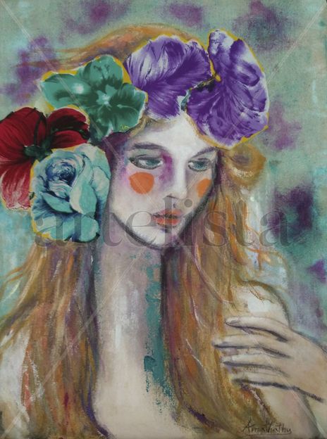 "Mujer con Flores y...