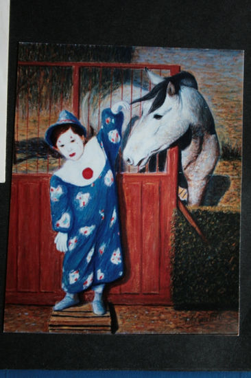 "Retrato de niño y caballo" Óleo Lienzo Paisaje