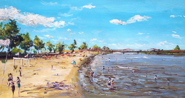 Playa de Gualeguaychú, Entre Ríos Acrylic Canvas Marine Painting