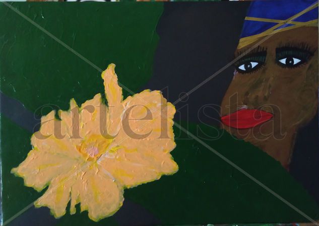 Costus Spectabilis on Nigeria Acrylic Card Floral Painting