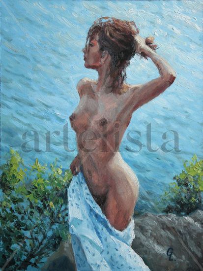 UNDER THE RAYS OF THE SUN Oil Panel Nude Paintings