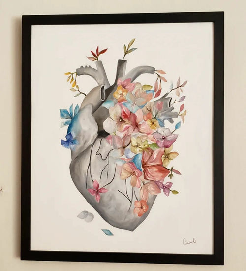 Corazón anatomía Oil Canvas Floral Painting