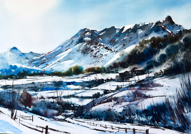 nevada en campo caso Watercolour Paper Landscaping