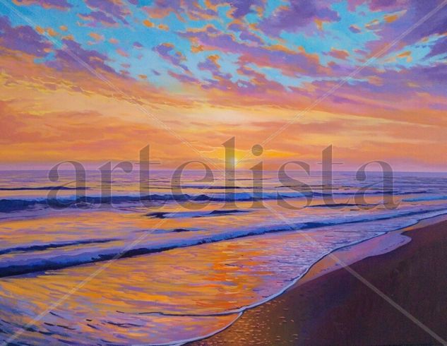 A Sunset Sea Oil Canvas Marine Painting