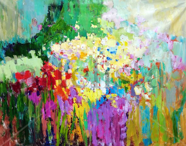 Floral land 1000 Acrylic Canvas Floral Painting