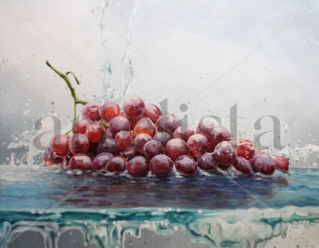 DROPS ON GRAPES Oil Canvas Still Life Paintings