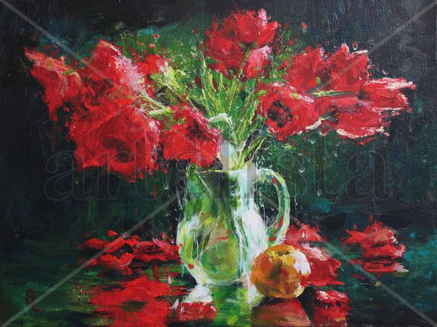 POPPIES IN A GLASS VASE